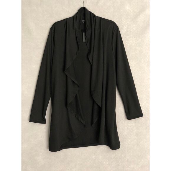 Coin1804 Women's 1X Open Front Flyaway Cardigan Black NEW - Picture 1 of 5